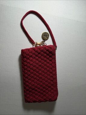 Woven Wristlet Clutch in Berry Red by Unknown Brand